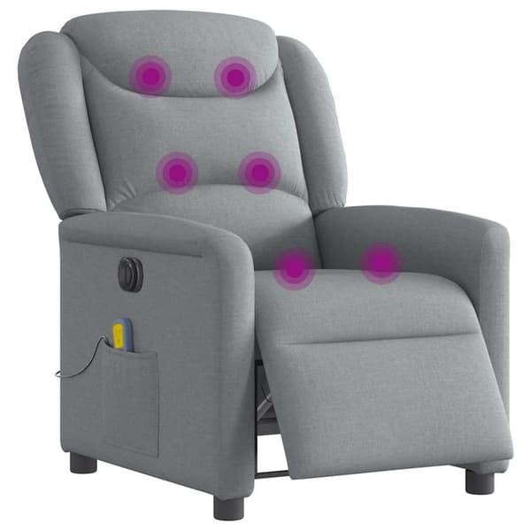 vidaXL Elektrisk massagefåtölj ljusgrå tyg Grå