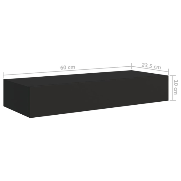 vidaXL Väggmonterad låda svart 60x23,5x10 cm MDF Svart