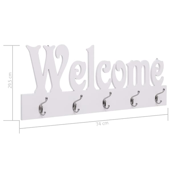 vidaXL Väggkrokar WELCOME vit 74x29,5 cm Vit