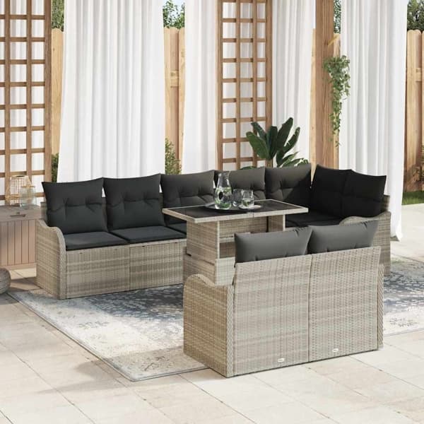 vidaXL Lounge-set 9 st Ljusgrå Poly rattan Ljusgrå