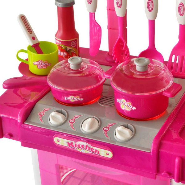 vidaXL Leksakskök för barn med ljus- och ljudeffekter rosa Rosa