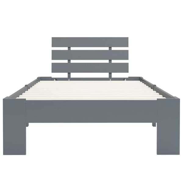 vidaXL Sängram grå massiv furu 100x200 cm grå