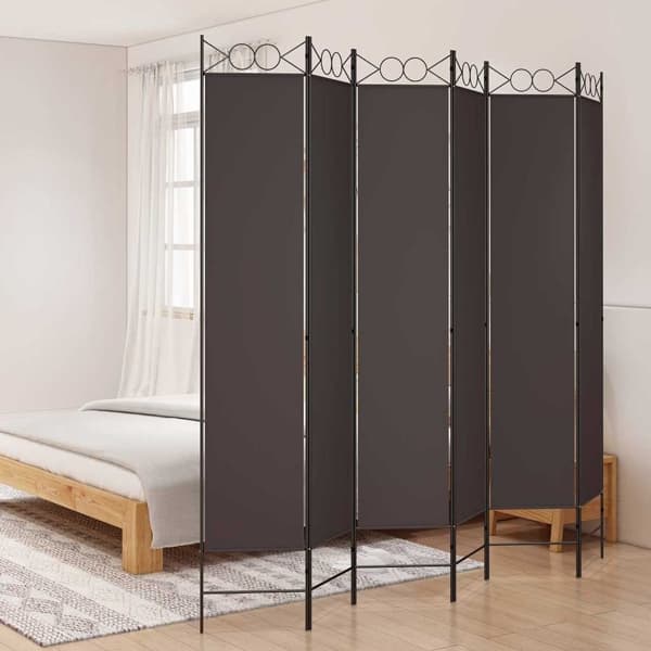 vidaXL Rumsavdelare 6 paneler brun 240x220 cm tyg Brun