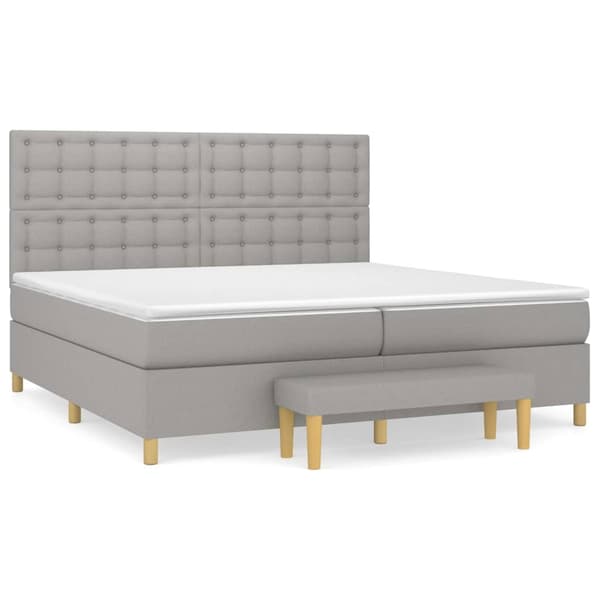 vidaXL Ramsäng med madrass ljusgrå 200x200 cm tyg Grå