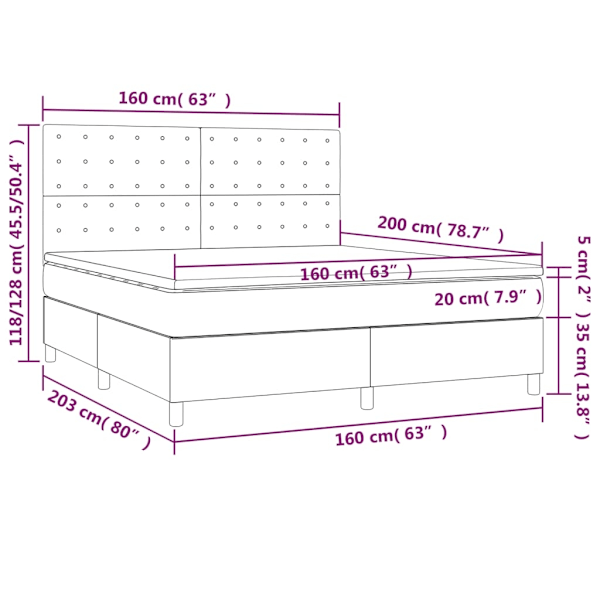 vidaXL Ramsäng med madrass svart 160x200 cm konstläder Svart