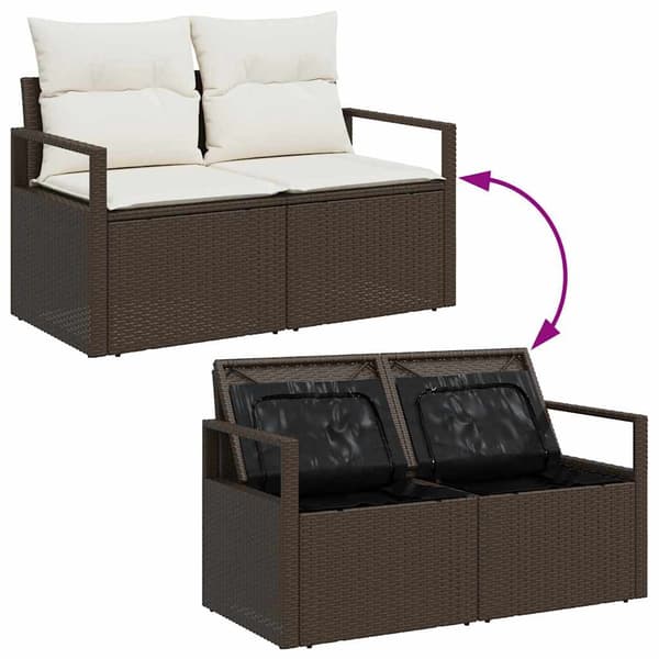 vidaXL Soffset 6 st Brun och Kräm konstrotting Brun