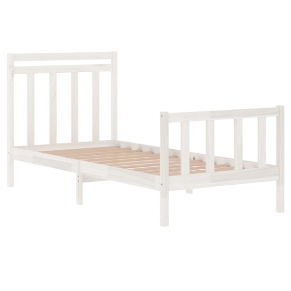 vidaXL Sängram vit massivt trä 90x190 cm Vit