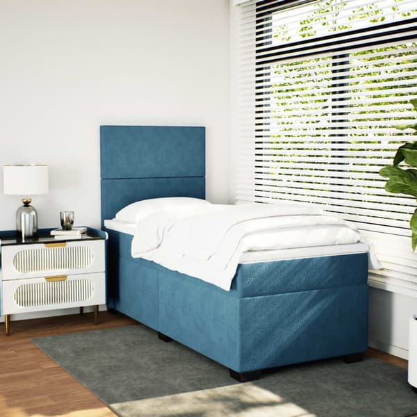 vidaXL Ramsäng med madrass blå 80x200 cm sammet Blå