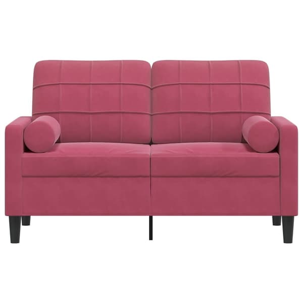 vidaXL 2-sitssoffa med prydnadskuddar vinröd 120 cm sammet Röd