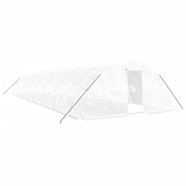 vidaXL Växthus med stålram vit 80 m² 16x5x2,3 m Vit