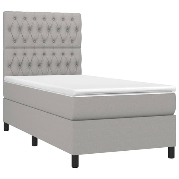 vidaXL Ramsäng med madrass ljusgrå 100x200 cm tyg Grå