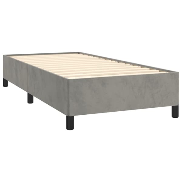 vidaXL Ramsäng med madrass ljusgrå 90x200 cm sammet Grå