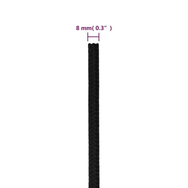 vidaXL Rep svart 8 mm 250 m polyester art