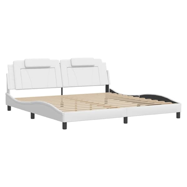 vidaXL Sängram med LED-belysning vit 200x200 cm konstläder Vit