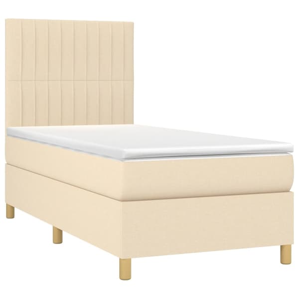vidaXL Ramsäng med madrass gräddvit 80x200 cm tyg Kräm