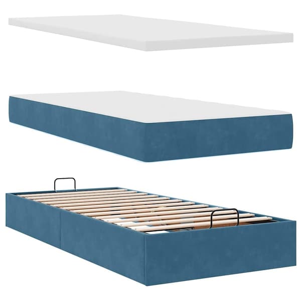 vidaXL Ottoman sängram med madrasser mörkblå 80x200 cm sammet Blå