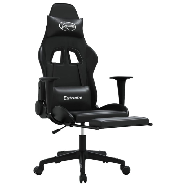 vidaXL Gamingstol med fotstöd svart konstläder Svart