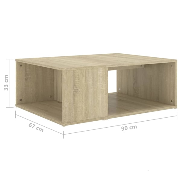 vidaXL Soffbord sonoma-ek 90x67x33 cm konstruerat trä Brun