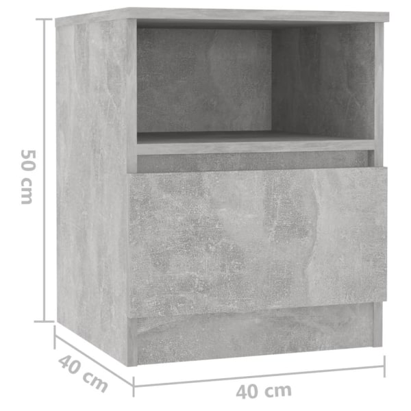 vidaXL Sängbord 2 st betonggrå 40x40x50 cm konstruerat trä grå