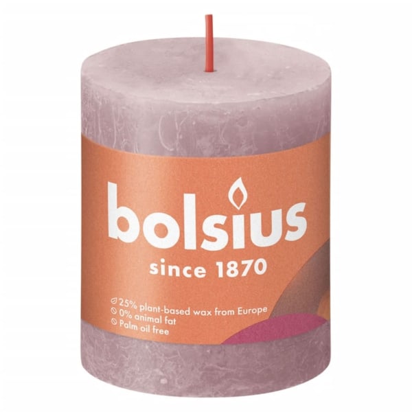 Bolsius Rustika blockljus 4-pack 80x68 mm askrosa Rosa
