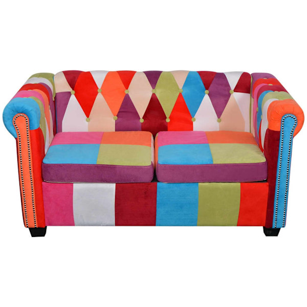 vidaXL Soffgrupp 2 st Chesterfield tyg multifärg