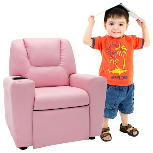 vidaXL Reclinerfåtölj för barn konstläder rosa Rosa