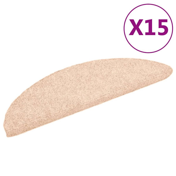 vidaXL Trappstegsmattor självhäftande 15 st brodyr 56x17x3 cm gräddvit Brun