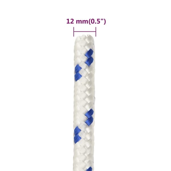 vidaXL Båtlina vit 12 mm 25 m polypropylen Vit