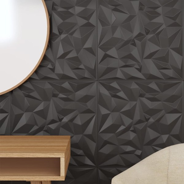 vidaXL Väggpaneler 48 st svart 50x50 cm XPS 12 m² ametist Svart