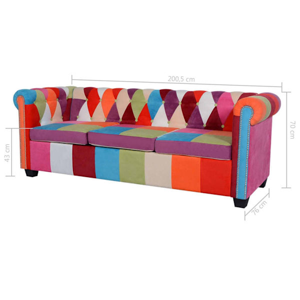 vidaXL Soffgrupp 2 st Chesterfield tyg multifärg