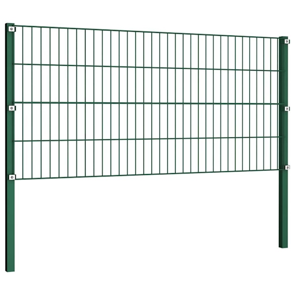 vidaXL Stängselpanel med stolpar järn 8,5x0,8 m grön Grön