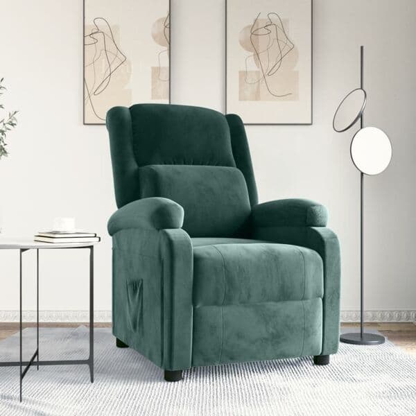 vidaXL Reclinerfåtölj mörkgrön sammet Grön