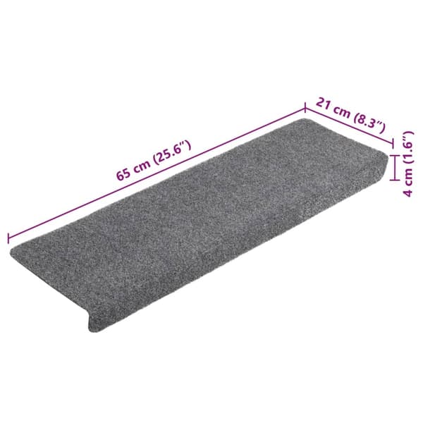 vidaXL Trappmattor självhäftande 10 st 65x21x4 cm ljusgrå rektangulär kant grå