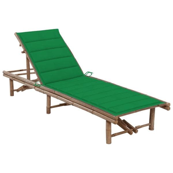 vidaXL Solsäng med dyna bambu Grön