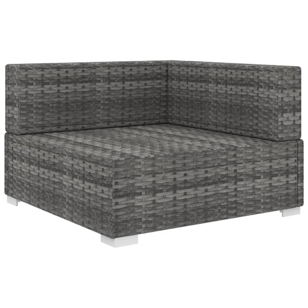 vidaXL Hörnsits till modulsoffa med dynor 1 st konstrotting grå grå