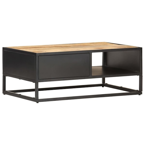vidaXL Sängbord med snidad dörr 90x55x36 cm grovt mangoträ Brun