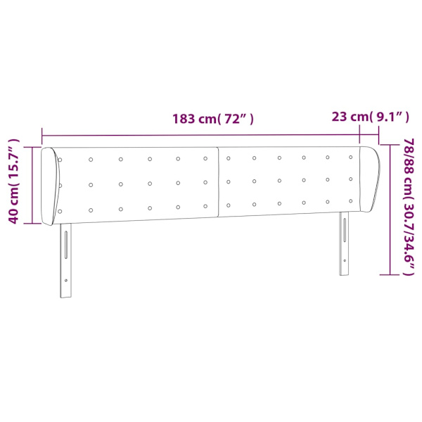 vidaXL Sänggavel med kanter grå 183x23x78/88 cm konstläder Grå
