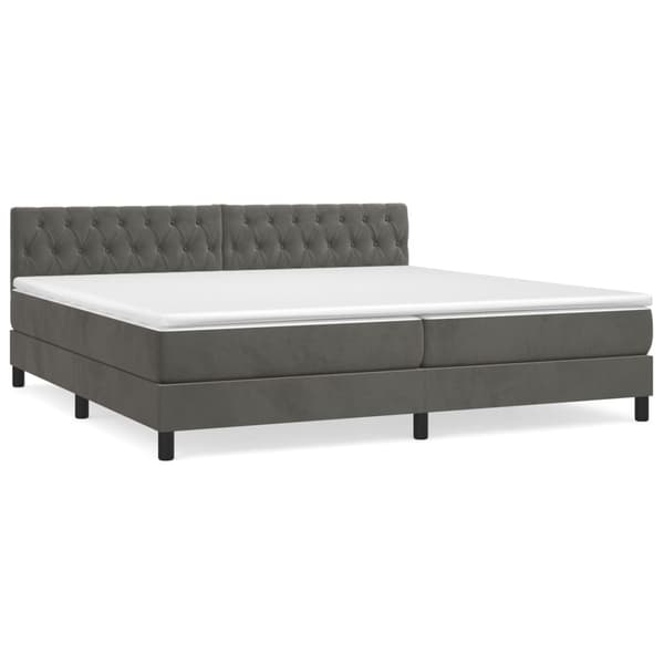 vidaXL Ramsäng med madrass mörkgrå 200x200 cm sammet Grå