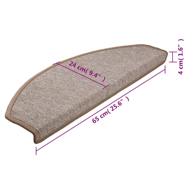 vidaXL Trappstegsmattor 10 st 65x24x4 cm ljusbrun Brun