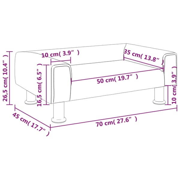 vidaXL Barnsoffa blå 70x45x26,5 cm sammet Blå