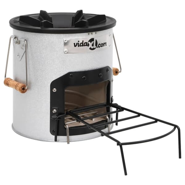 vidaXL Vedeldad campingspis silver 45x25x26 cm stål Silver