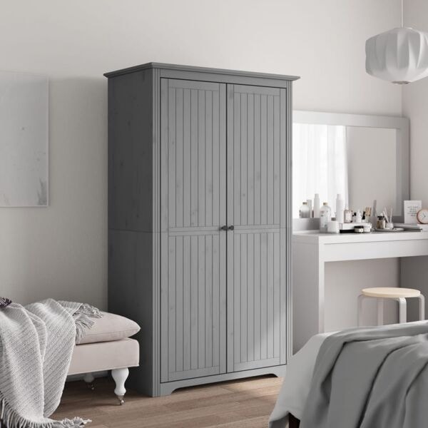 vidaXL Klädskåp BODO grå 99x53,5x173 cm massiv furu Grå