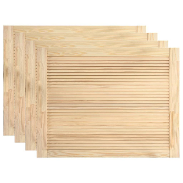 vidaXL Skåpluckor lamelldesign 4 st 39,5x59,4 cm massiv furu Brun