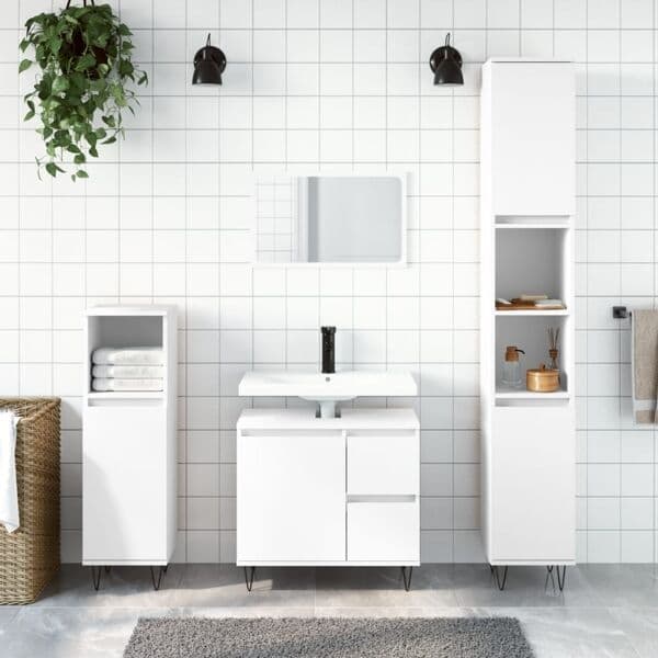vidaXL Badrumsskåp vit 30x30x190 cm konstruerat trä Vit