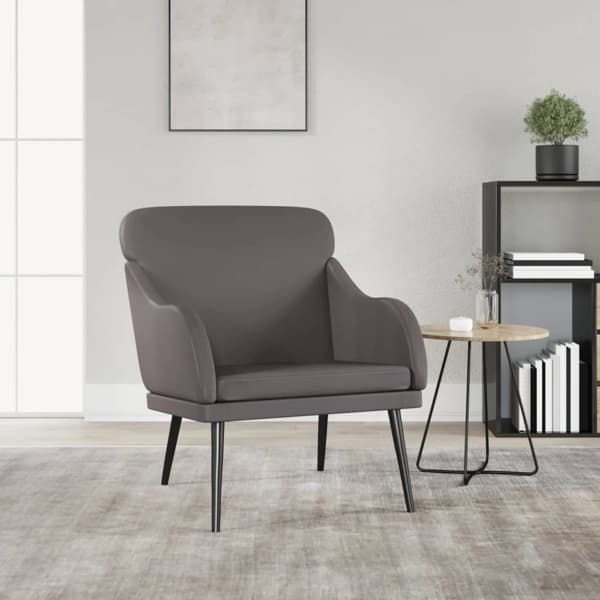 vidaXL Fåtölj grå 63x76x80 cm konstläder Grå