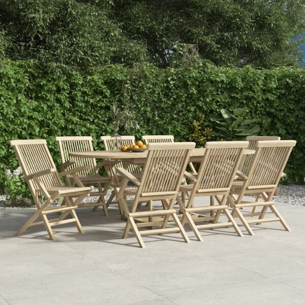 vidaXL Hopfällbara trädgårdsstolar 8 st grå 56x61x89 cm massiv teak Grå