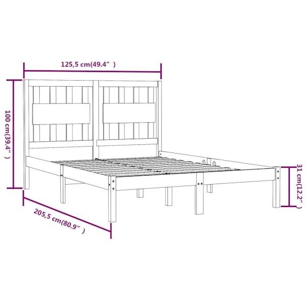 vidaXL Sängram honungsbrun massiv furu 120x200 cm enkelsäng Brun