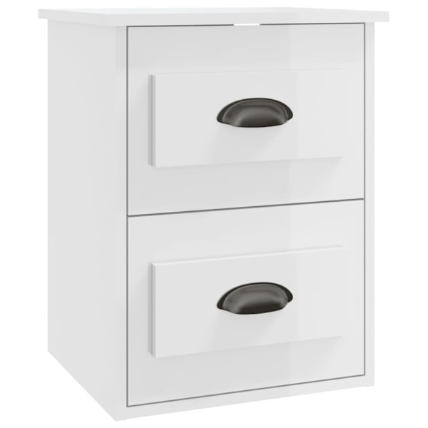 vidaXL Väggmonterat sängbord vit högglans 41,5x36x53cm Vit