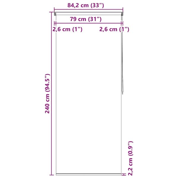 vidaXL Rullgardin för dusch 80x240 cm vit Vit