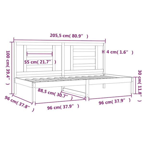 vidaXL Dagbädd honungsbrun 90x200 cm massiv furu Brun